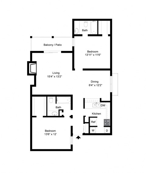 Davenport Apartments Floor Plan B2 Floor Plan B2 at Davenport Apartments in Dallas, TX